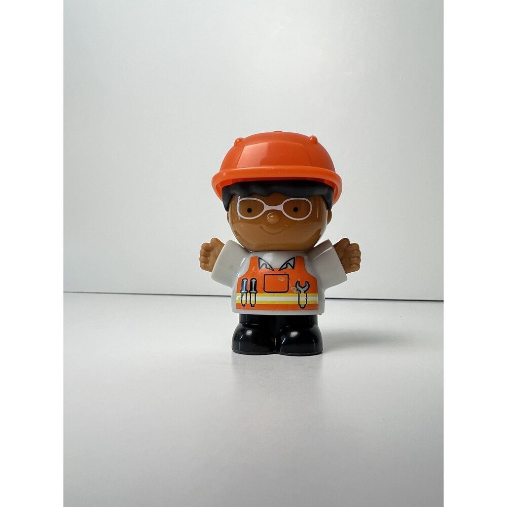 Fisher Price Little People Construction Worker Figure Orange Hard Hat Glasses To